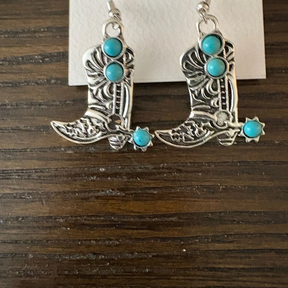 NEW Jessica Simpson Silver Boot Earrings